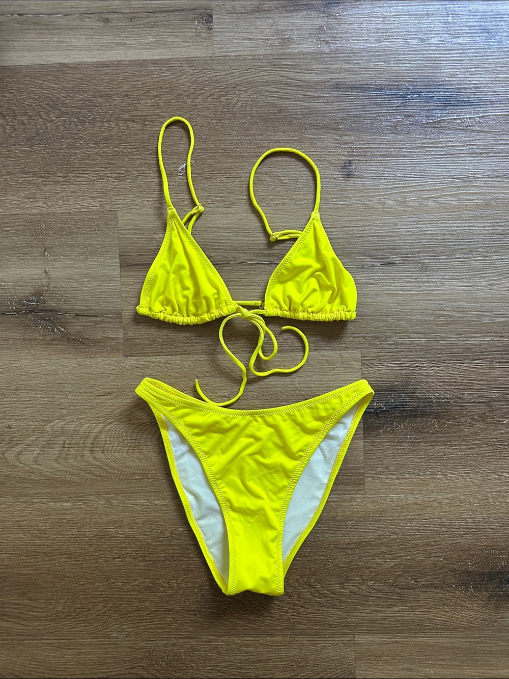 Heavy Manners Neon Yellow Triangle Bikini Set